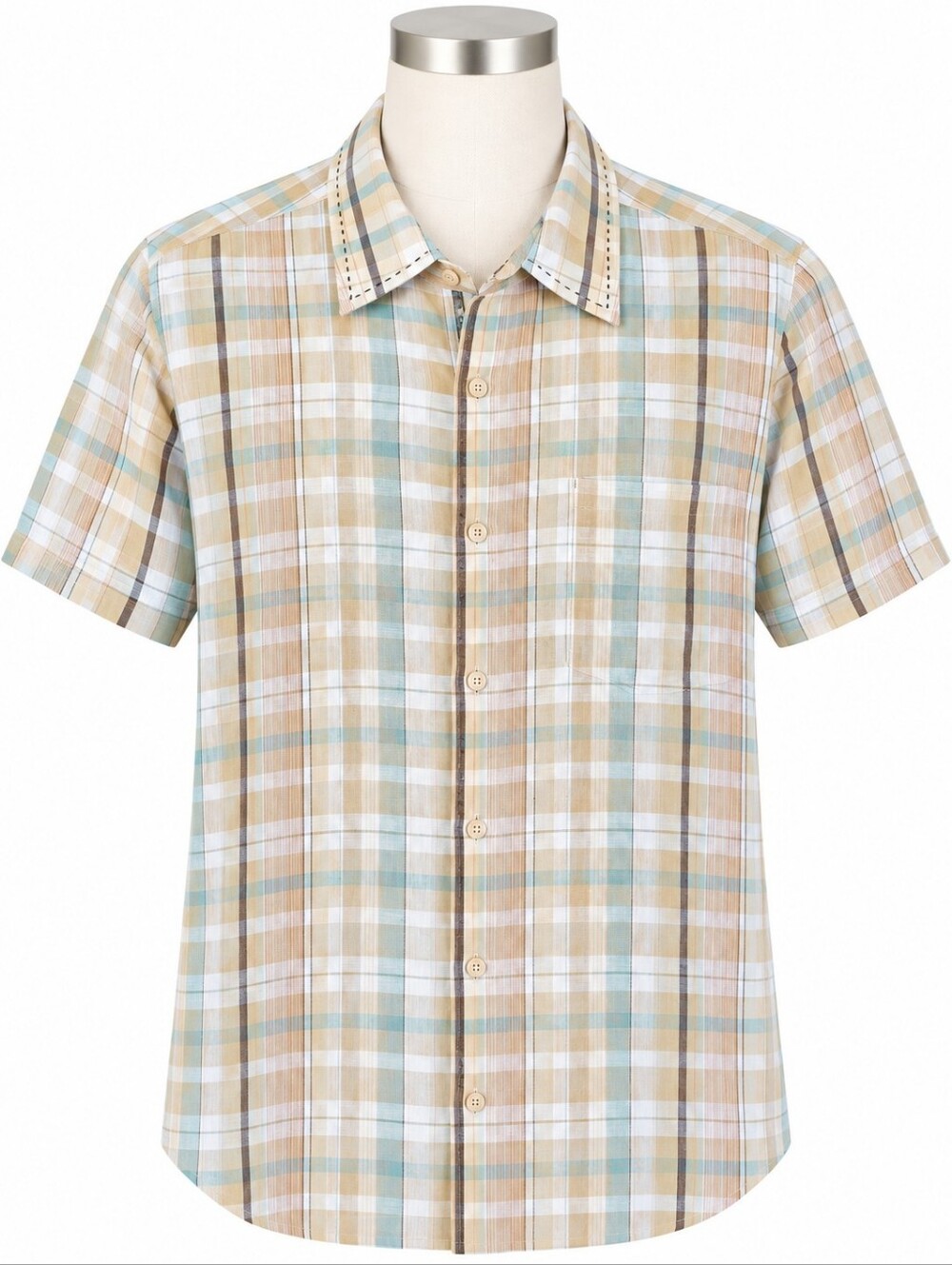 Cubavera Mens XXL Shirt 100% Linen Plaid Short Sleeve Button Up Casual Resort